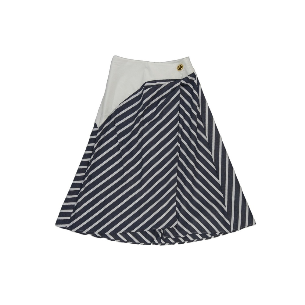Tanya Taylor Skirt Womens Size 0 Navy White Striped Midi 100% Cotton‎